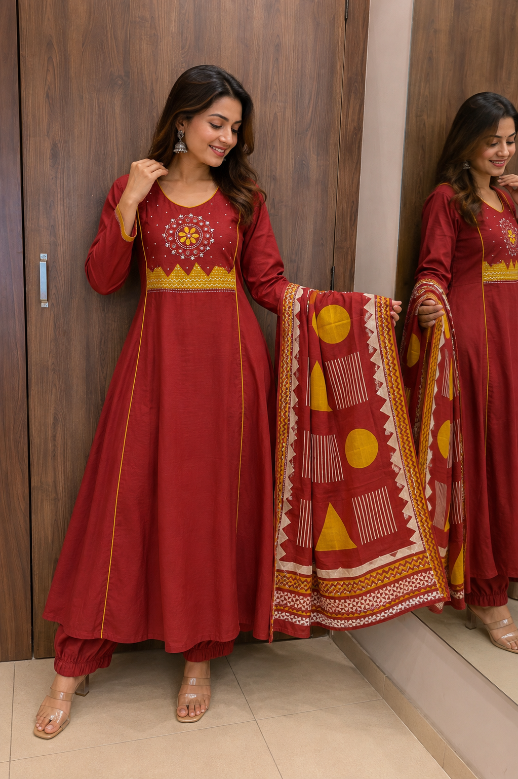 RUST GAMTHI DUPATTA SET (#96)