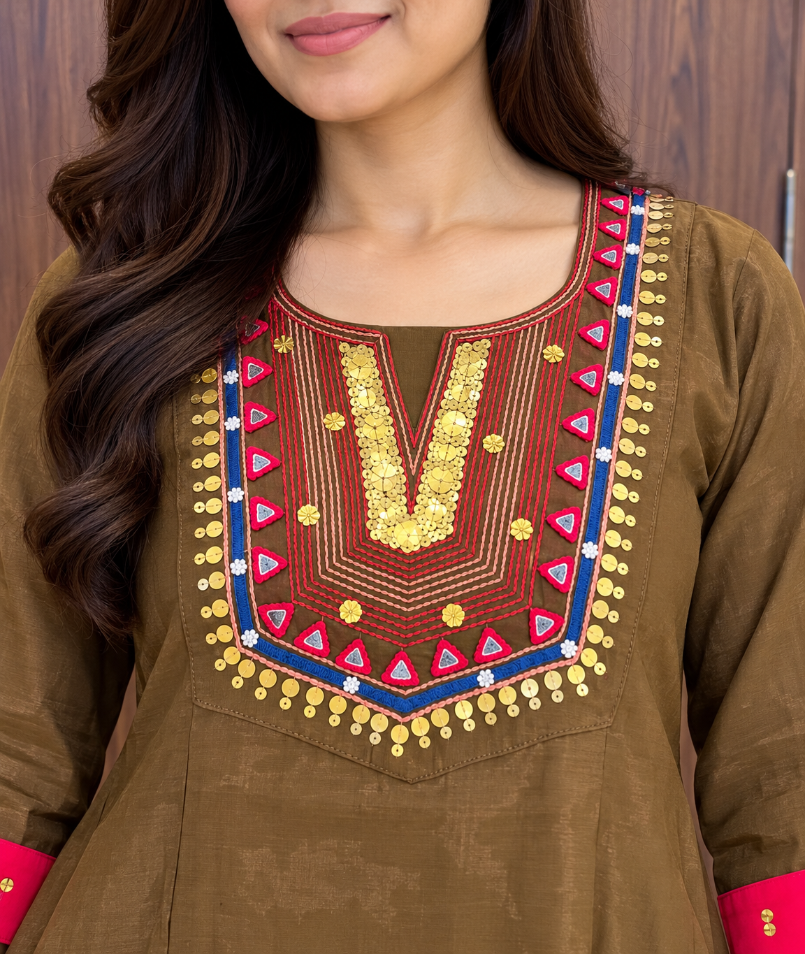 BROWN- RED ANARKALI SET (#156)
