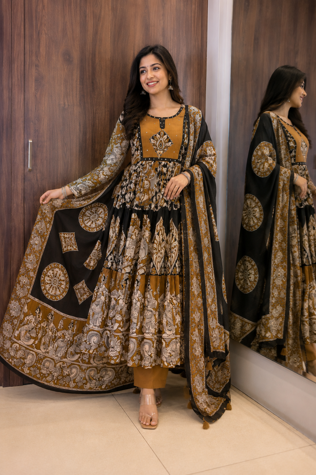 “Kalamkari Royale Anarkali Pant Dupatta Set” (#91)