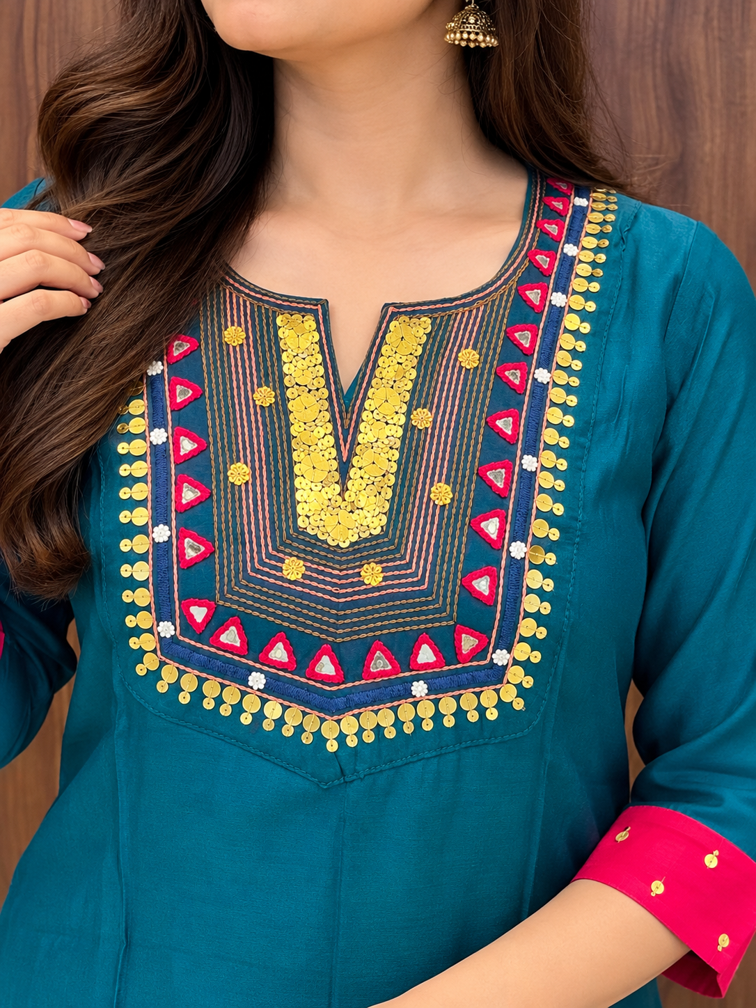 GREEN- RED ANARKALI SET (#157)