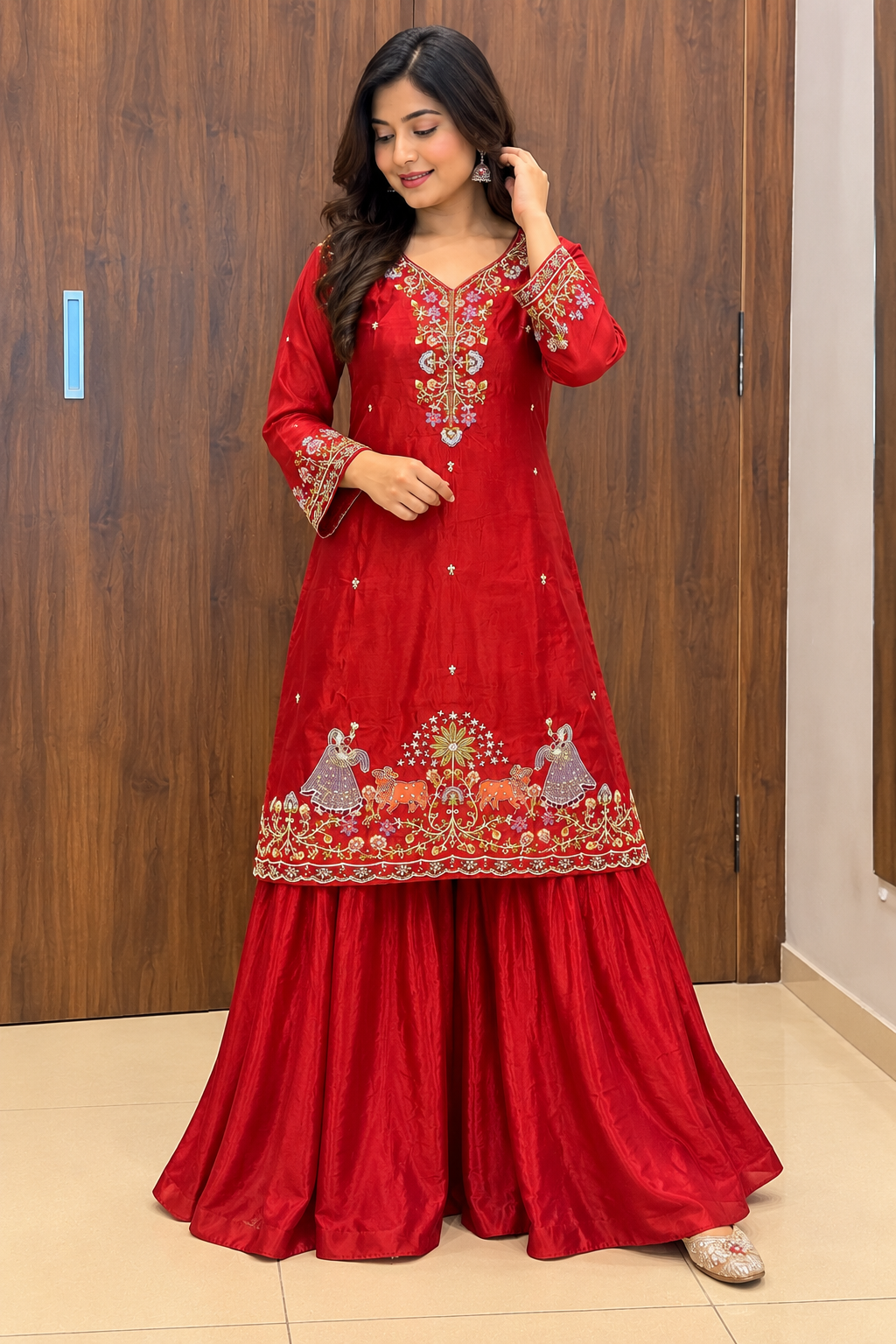 RAJWADI RED SARARA SET(#138)