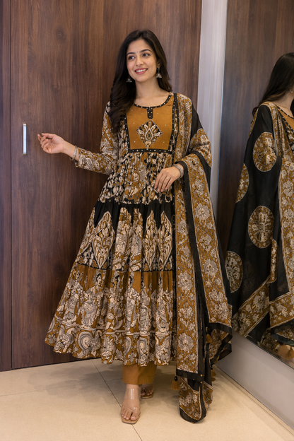 “Kalamkari Royale Anarkali Pant Dupatta Set” (#91)