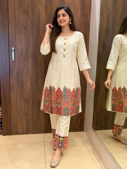 Heritage Bloom Embroidered Kurta Set (#81)