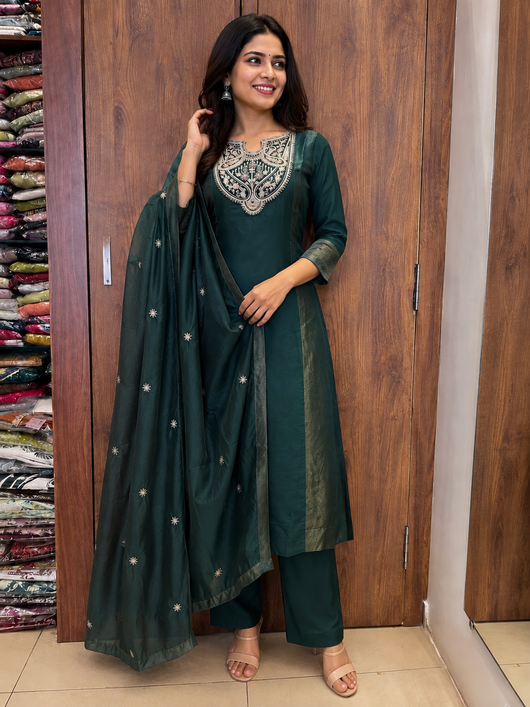 Emerald Zari Grace Anarkali Set (#82)
