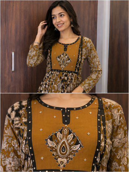 “Kalamkari Royale Anarkali Pant Dupatta Set” (#91)
