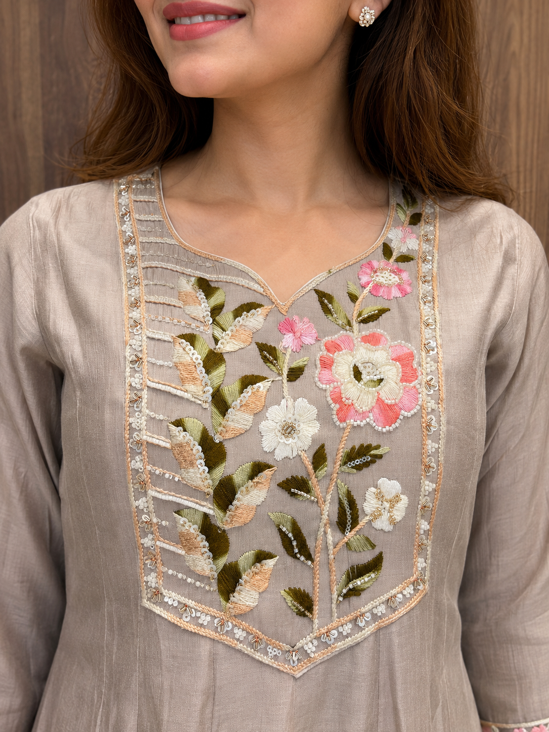 Blush Blossom Embroidered Anarkali Set  (#89)