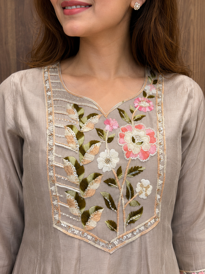 Blush Blossom Embroidered Anarkali Set  (#89)