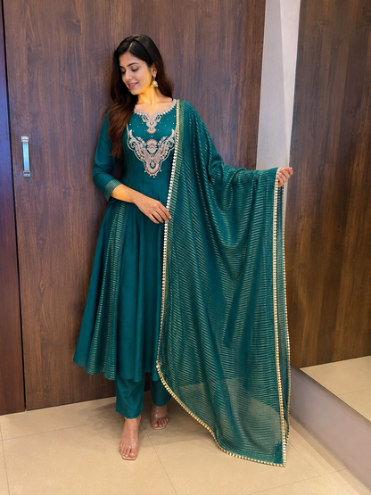 Teal Royale – Embroidered Anarkali Set (#99)