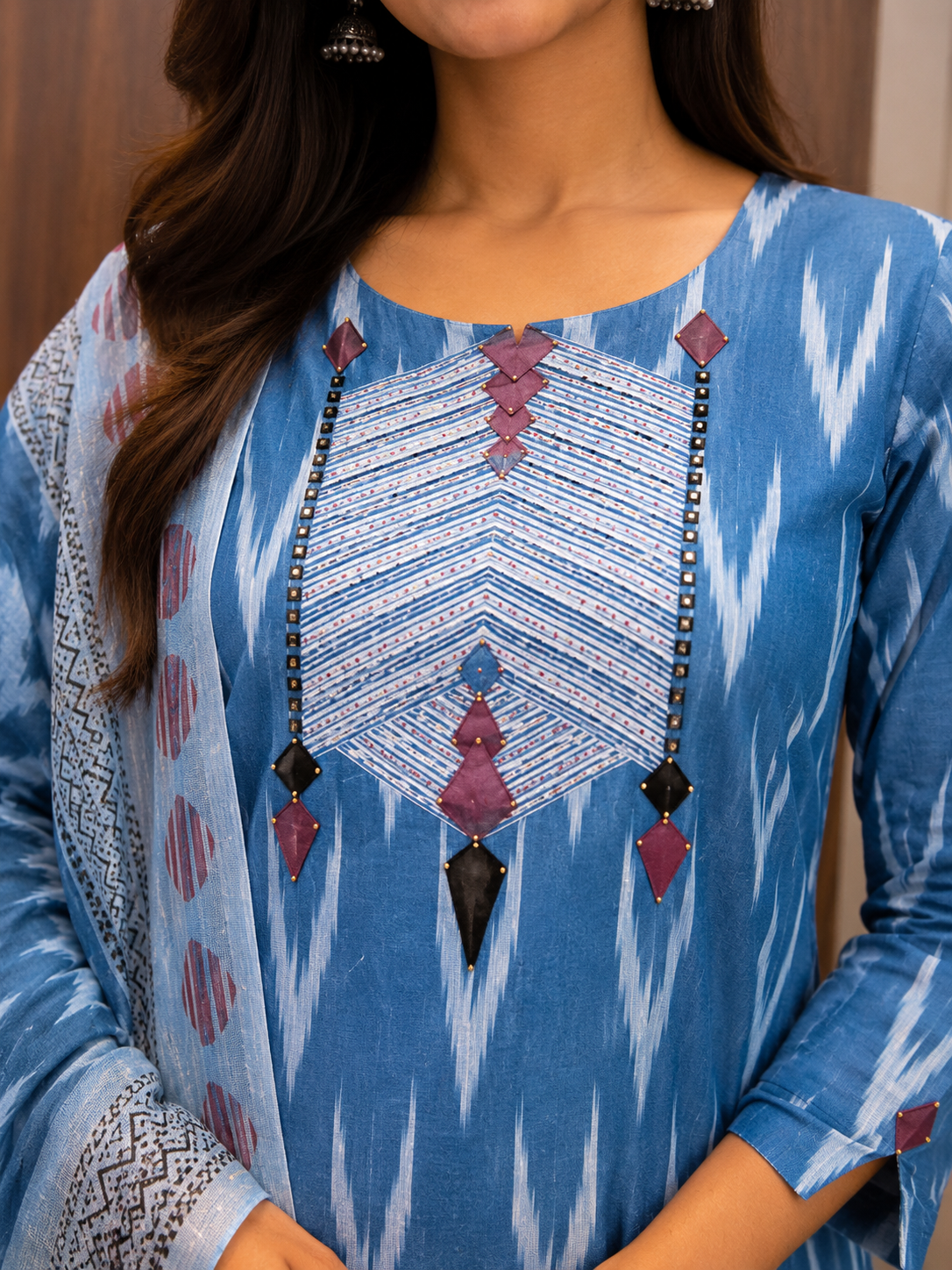 INDIGO IKAT DUPATTA SET (#101)