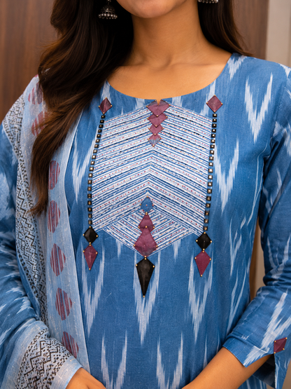 INDIGO IKAT DUPATTA SET (#101)
