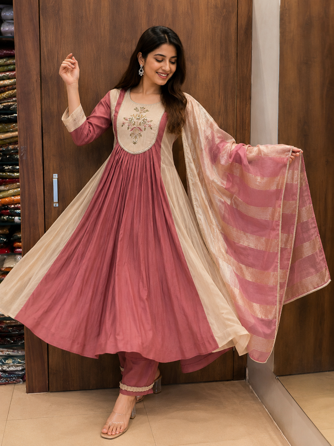 BLUSH BLOOM ANARKALI SET (#87)