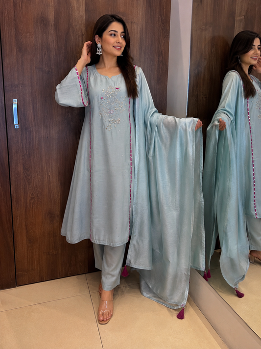 Noor-e-Gul Ice Blue Kurta Set (#93)