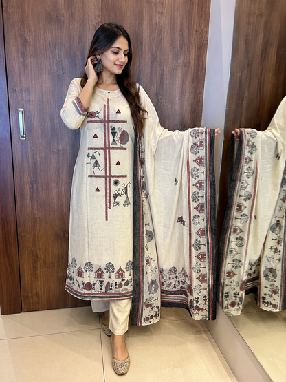 WARLI ART DUPATTA SET (#103)
