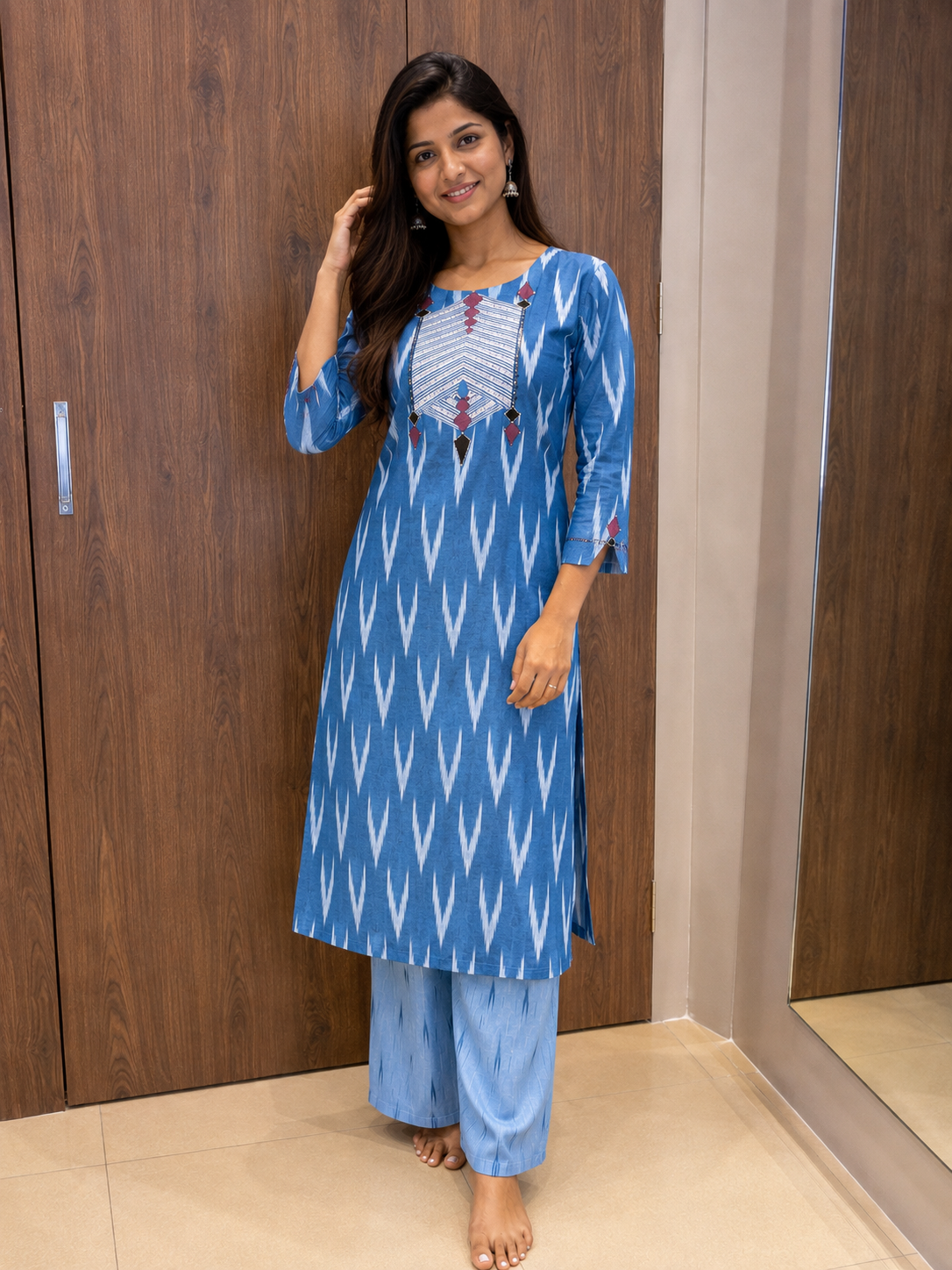 INDIGO IKAT DUPATTA SET (#101)