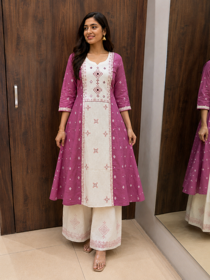 PINK JAMDANI DUPATTA SET (#102)