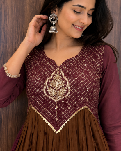 Royal Maroon Grace Anarkali Set (#73)