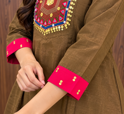 BROWN- RED ANARKALI SET (#156)