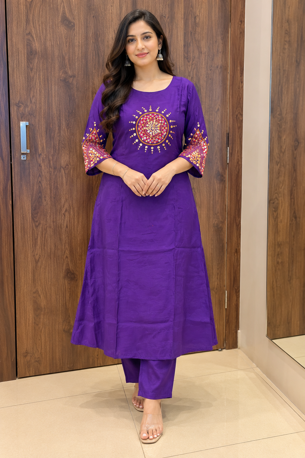 ROYAL PURPAL MIRROR WORK DUPATTA SET (#143)