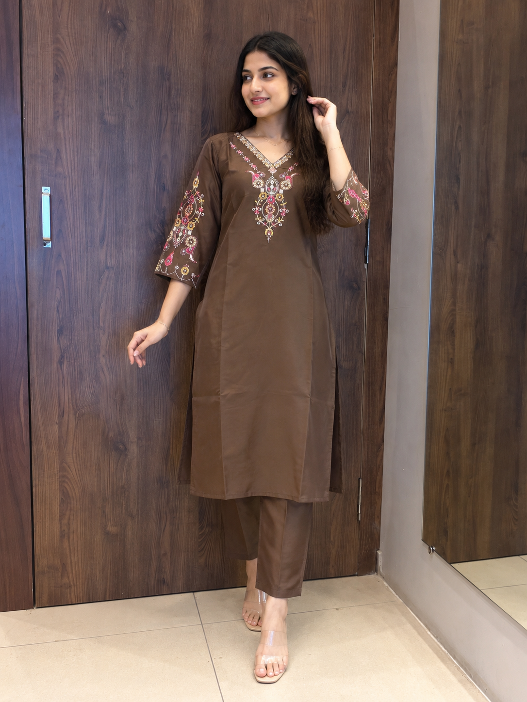 Mocha Bloom Embroidered Dupatta set (#80)