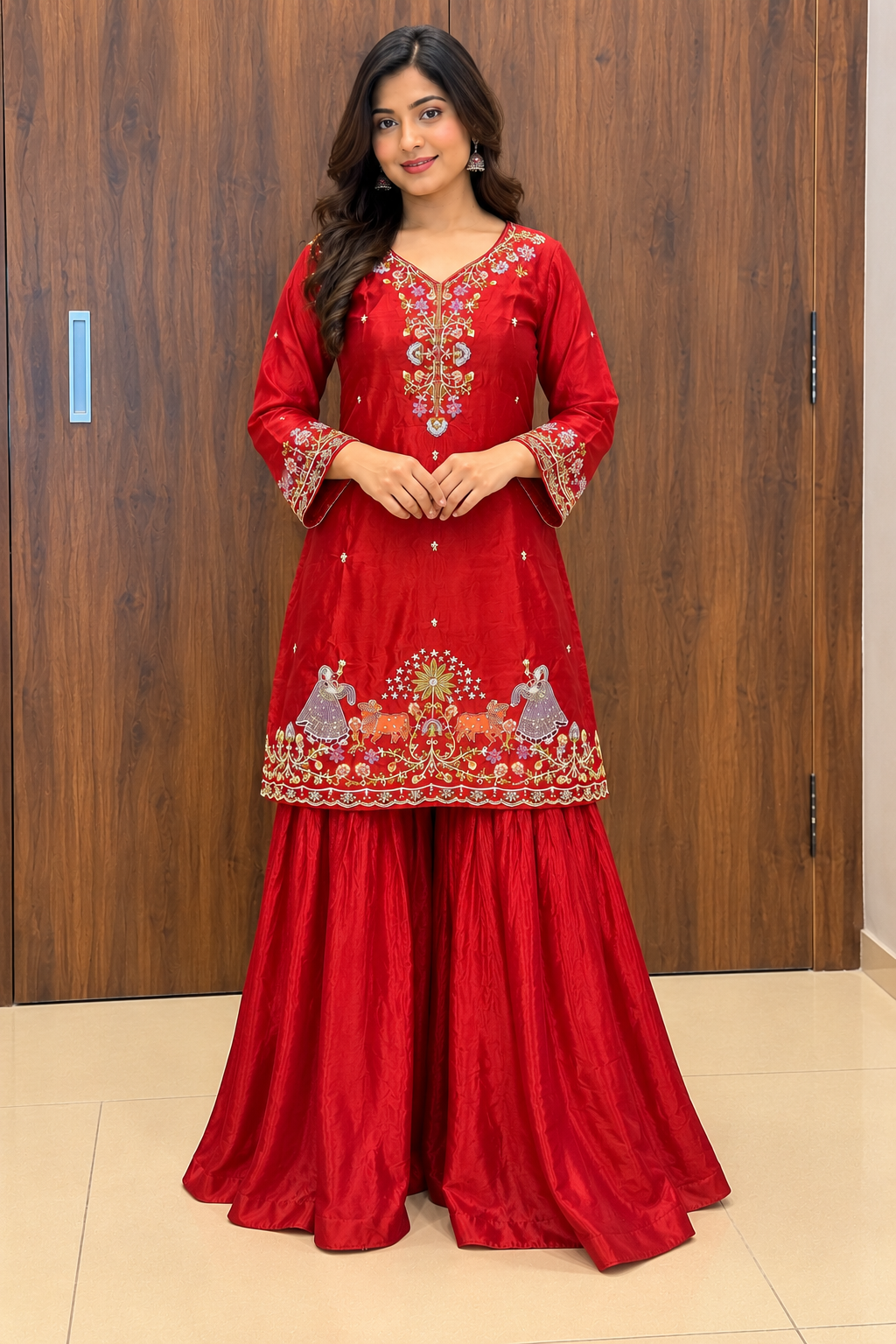 RAJWADI RED SARARA SET(#138)