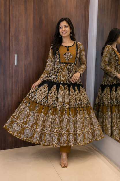 “Kalamkari Royale Anarkali Pant Dupatta Set” (#91)