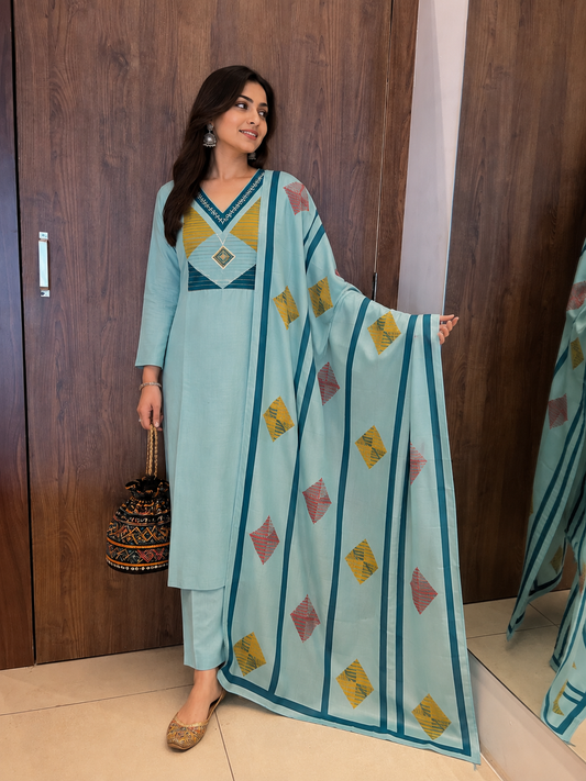 Aqua Mosaic Handwork Kurti Set (#95)