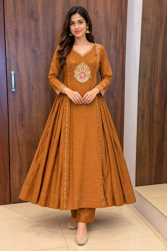 RUST BROWN ANARKALI SET (#151)