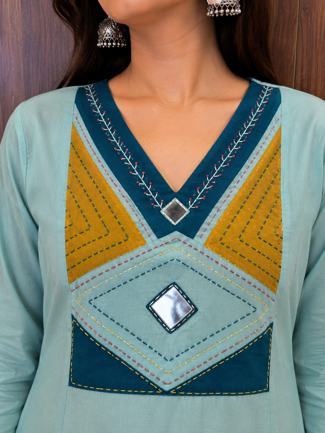 Aqua Mosaic Handwork Kurti Set (#95)