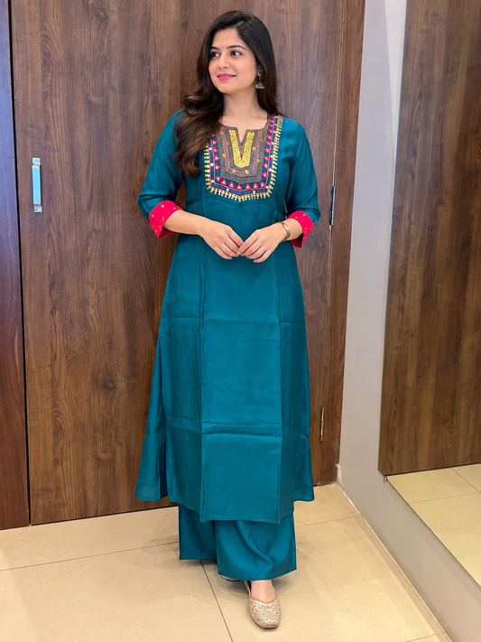 GREEN- RED ANARKALI SET (#157)