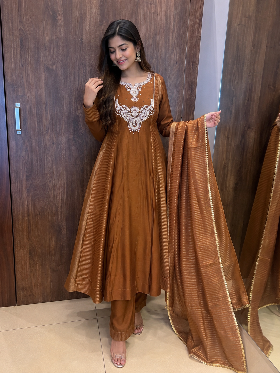 Royal Copper Elegance – Anarkali Set (#98)