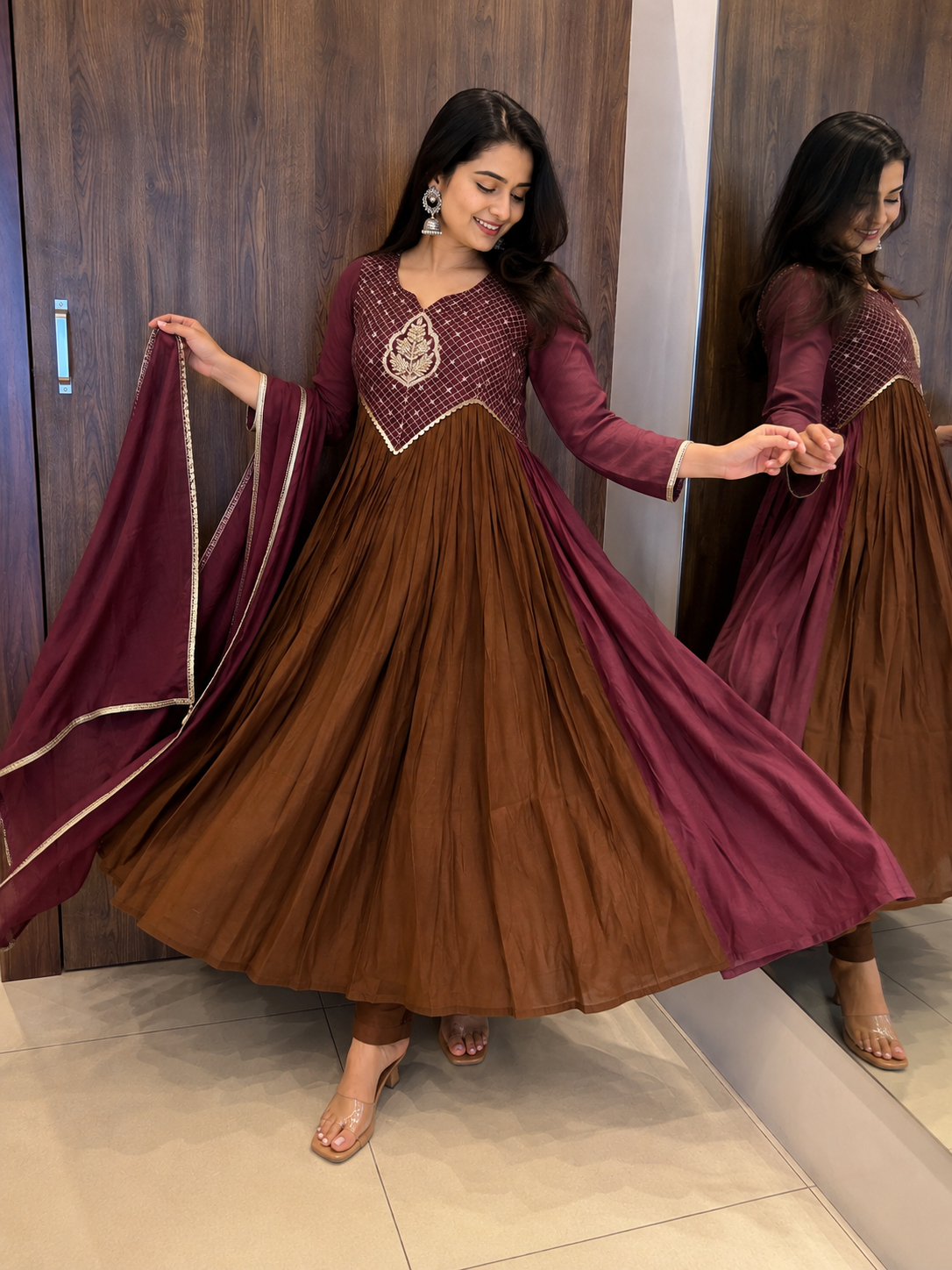 Royal Maroon Grace Anarkali Set (#73)