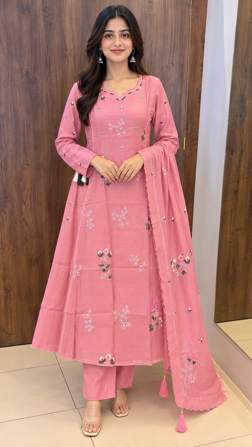 Pink Meadow Anarkali Set (#112)