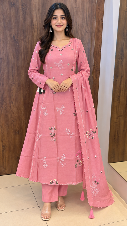 Pink Meadow Anarkali Set (#112)