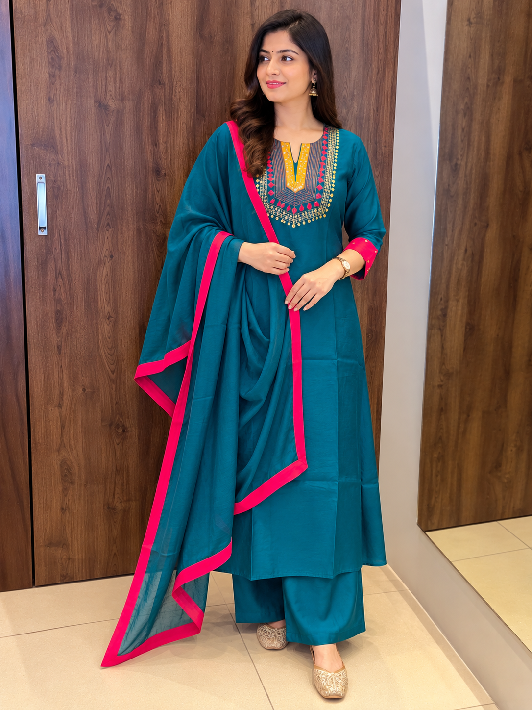 GREEN- RED ANARKALI SET (#157)