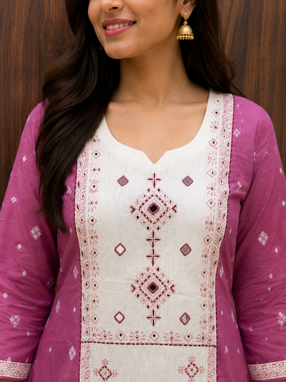 PINK JAMDANI DUPATTA SET (#102)