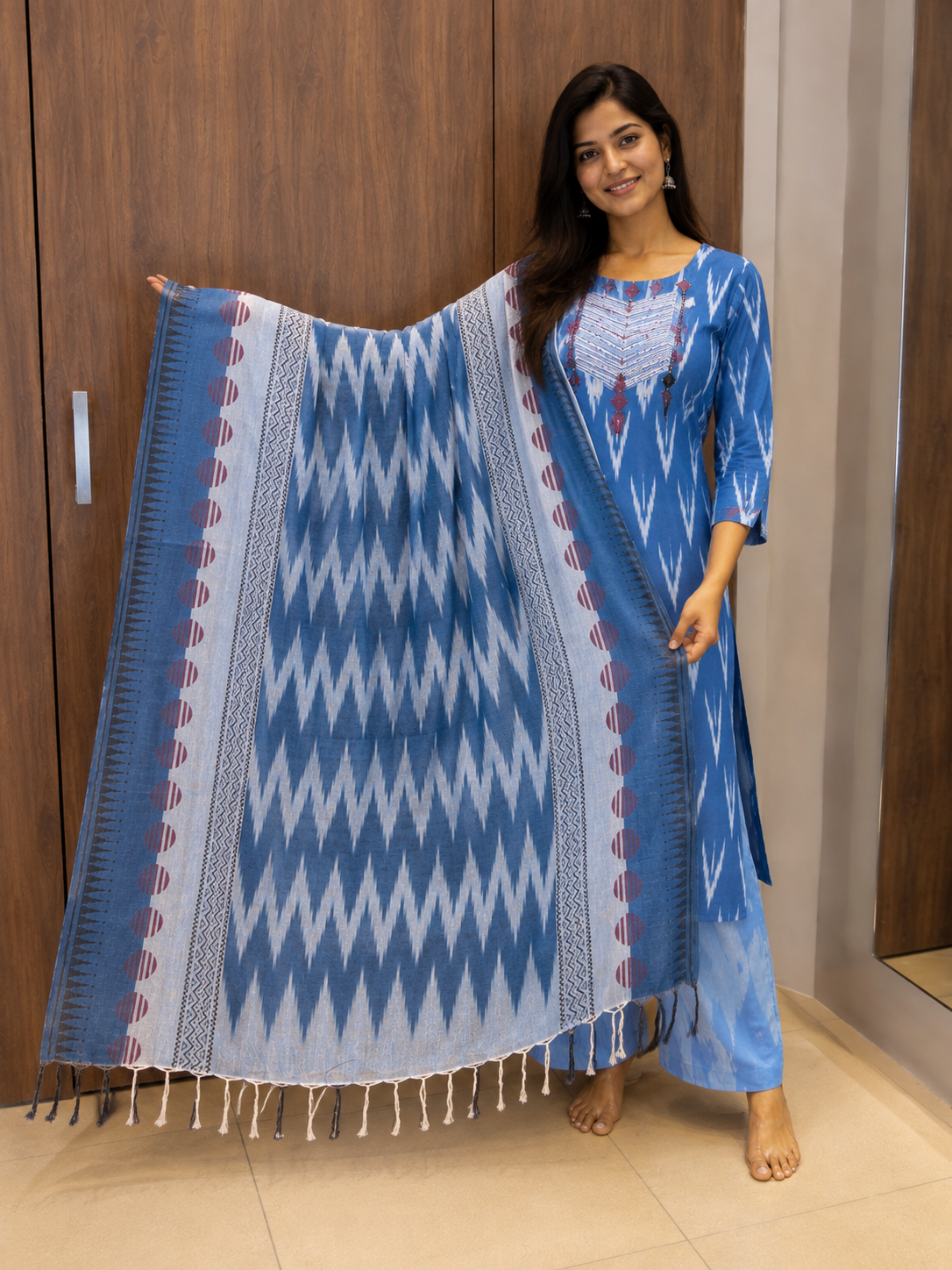 INDIGO IKAT DUPATTA SET (#101)
