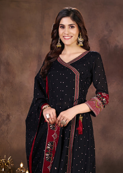 BLACK ANGARKHA ANARKALI SET (#163)