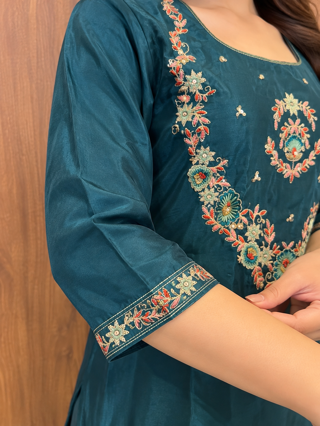 Teal Blossom Sharara Set (#113)