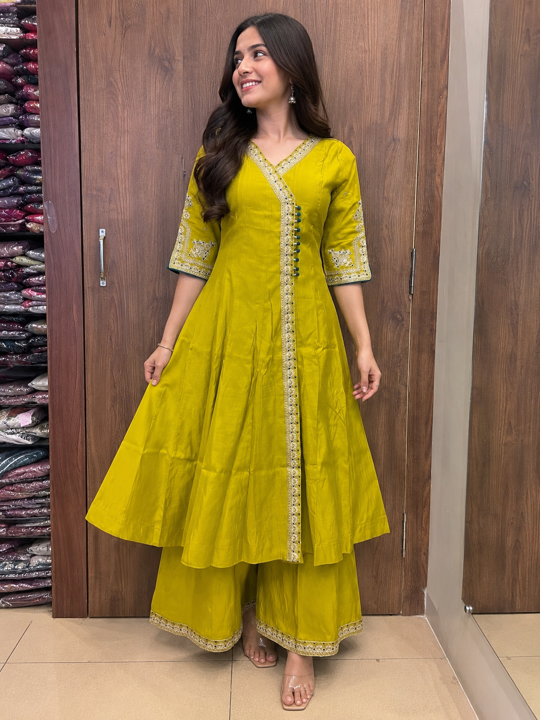 MEHER TEAL & LIME ANARKALI SET (#90)