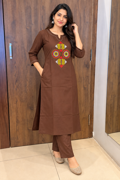 BROWN EMBRODARI DUPATTA SET (#131)