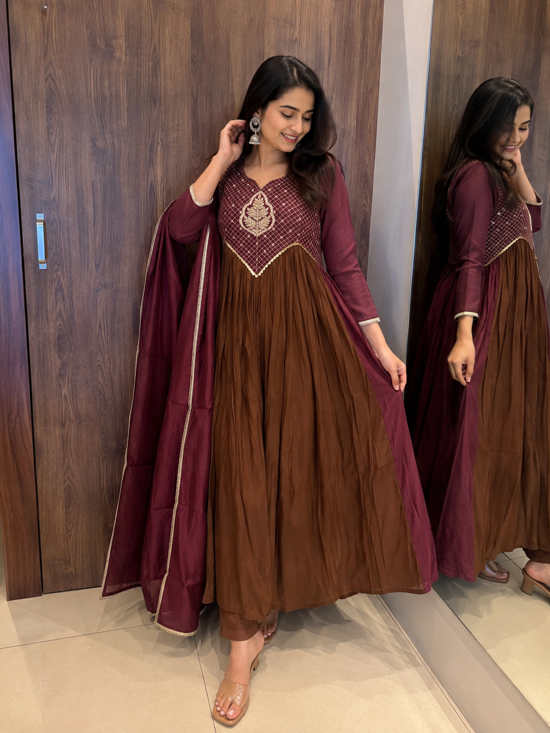 Royal Maroon Grace Anarkali Set (#73)