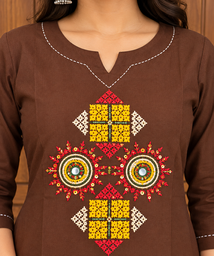 BROWN EMBRODARI DUPATTA SET (#131)