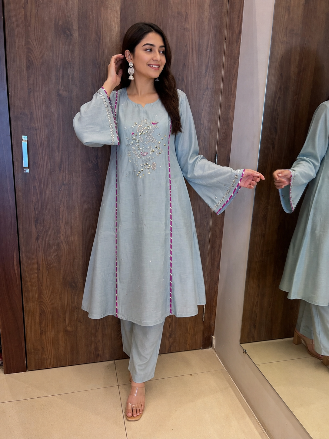 Noor-e-Gul Ice Blue Kurta Set (#93)
