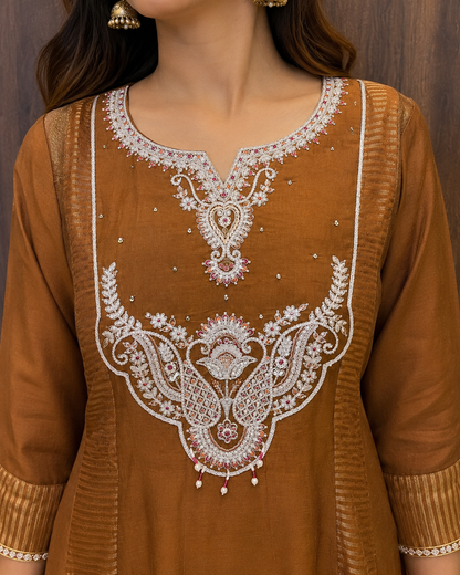 Royal Copper Elegance – Anarkali Set (#98)