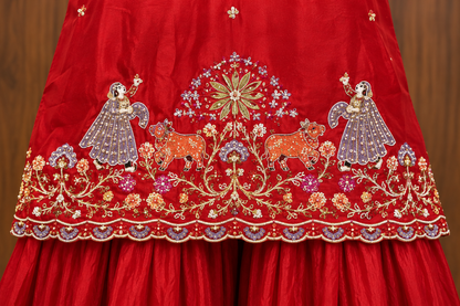 RAJWADI RED SARARA SET(#138)
