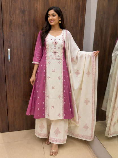 PINK JAMDANI DUPATTA SET (#102)