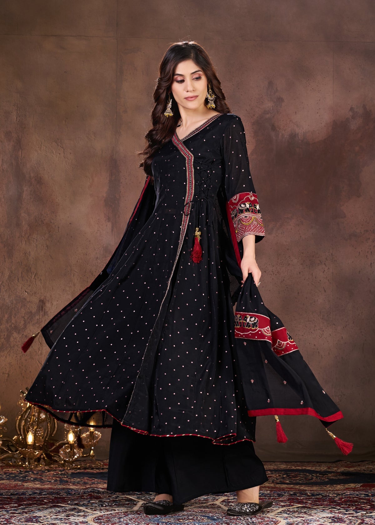 BLACK ANGARKHA ANARKALI SET (#163)