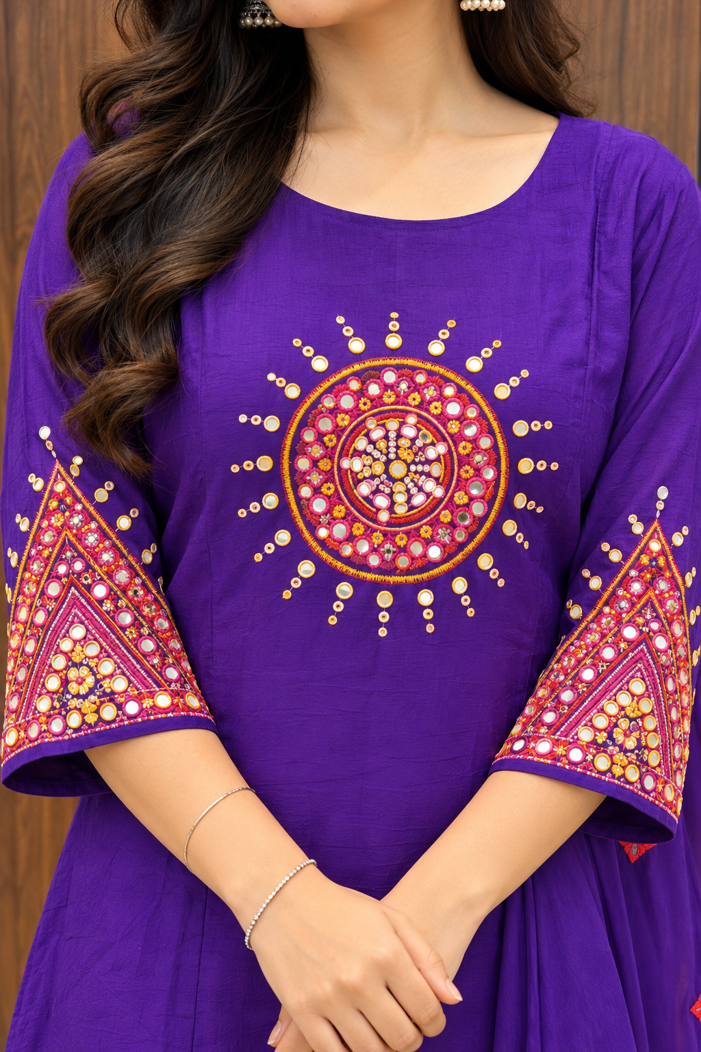 ROYAL PURPAL MIRROR WORK DUPATTA SET (#143)