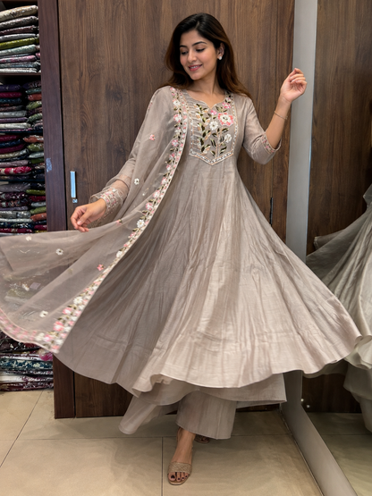 Blush Blossom Embroidered Anarkali Set  (#89)