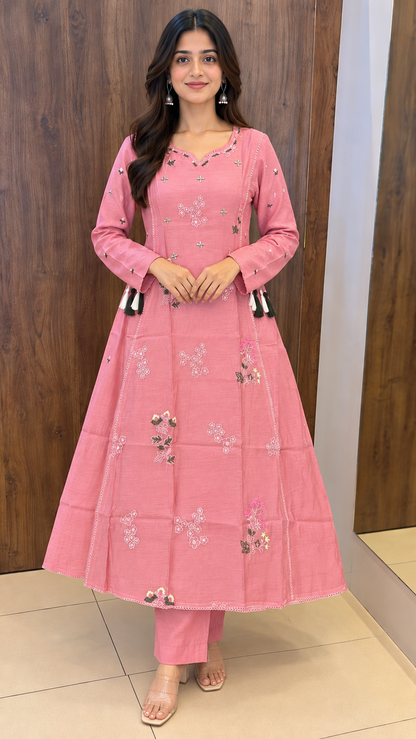 Pink Meadow Anarkali Set (#112)